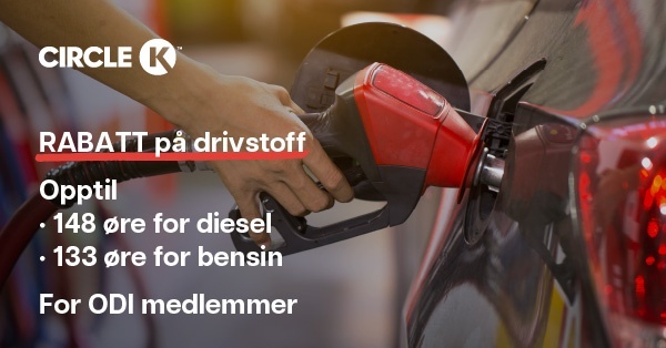 RABATT på drivstoff. Opptil 148 øre for diesel, 133 øre for bensin. For ODI medlemmer.